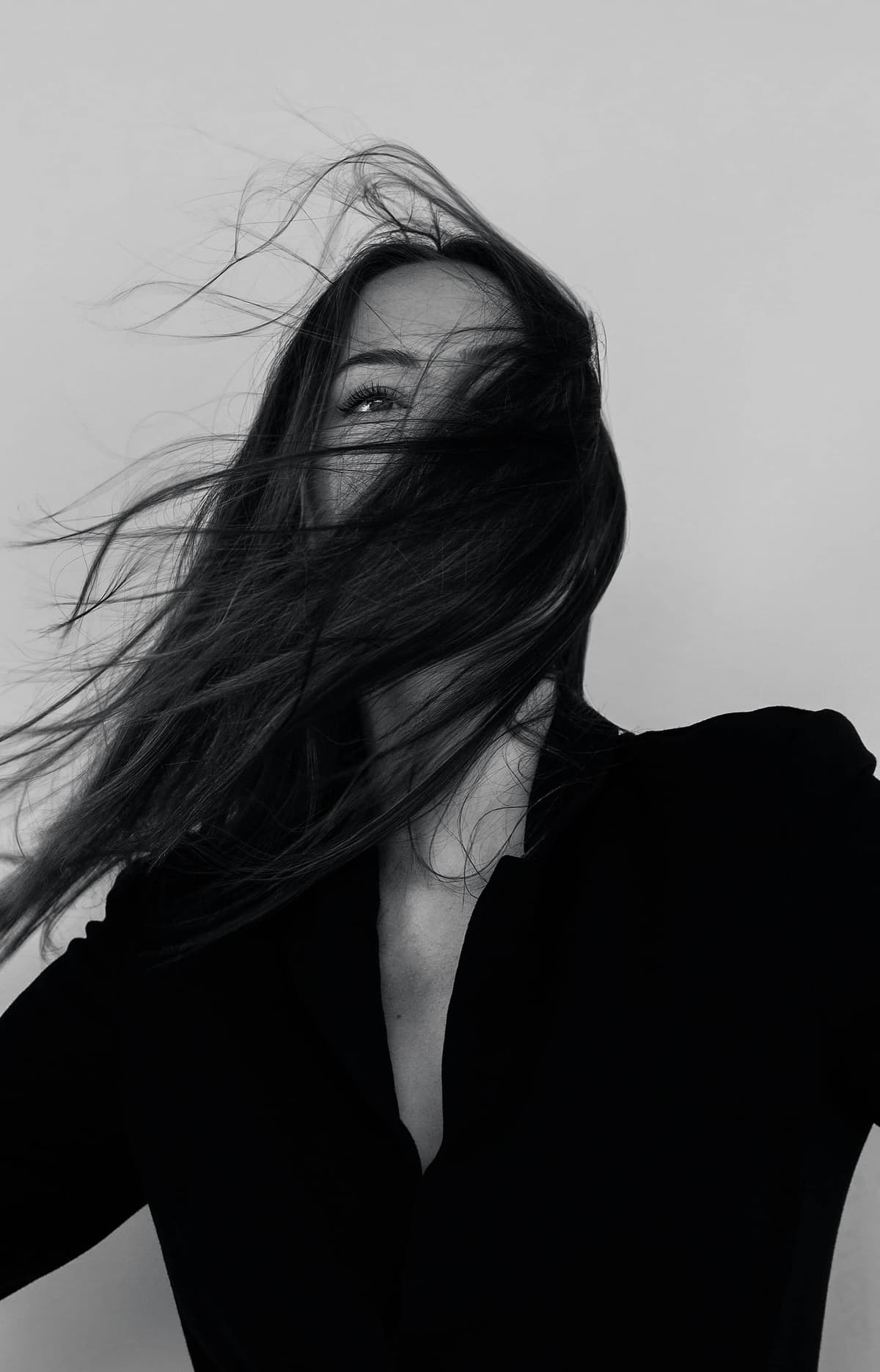 black and white photo of a female model